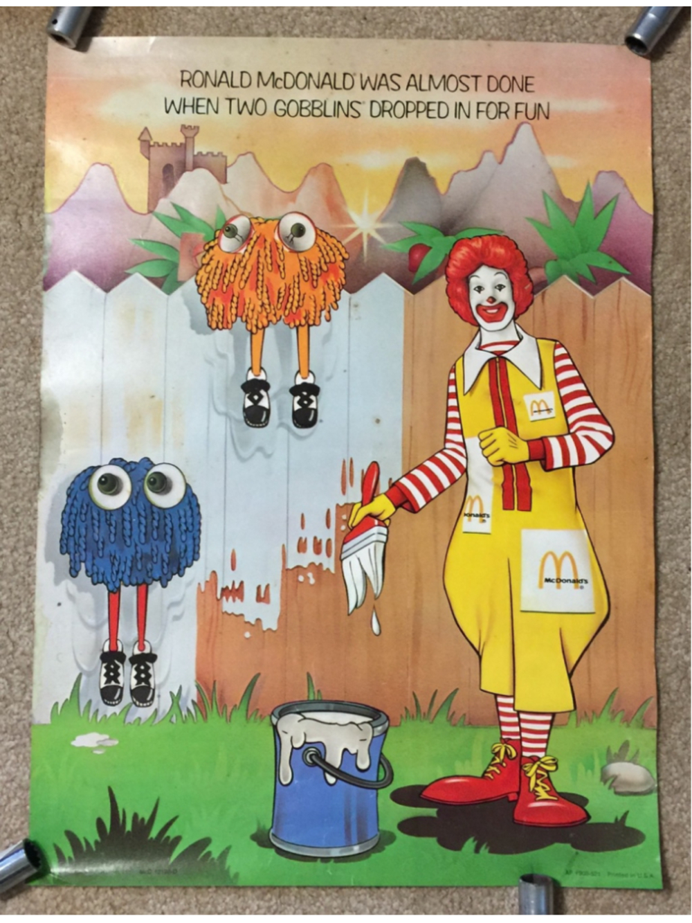 Vintage - 1976 - McDonalds Poster - 22" X 16" - Ronald And Two Gobblins - Picture 2 of 15